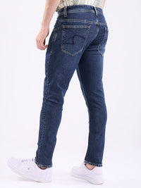 Men Jeans Slim Fit Dark Blue Low Rise