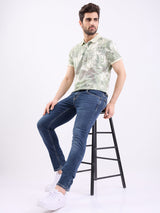 Men Jeans Slim Fit Dark Blue Low Rise