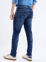 Men Jeans Slim Fit Dark Blue Low Rise