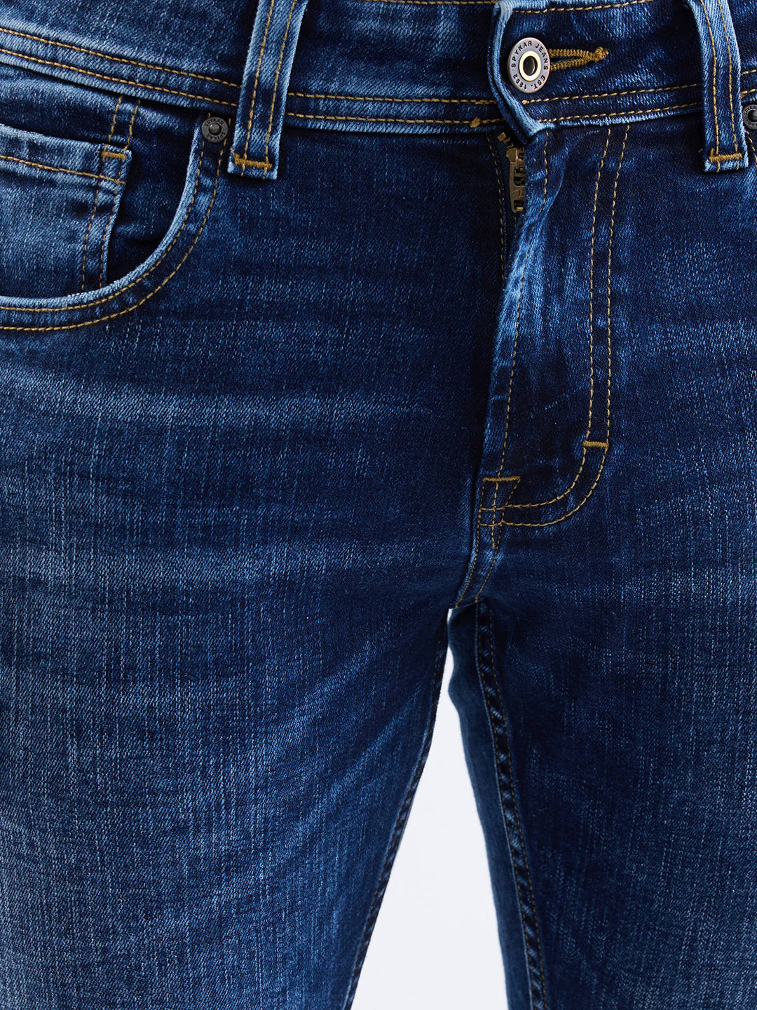 Men Jeans Slim Fit Dark Blue Low Rise