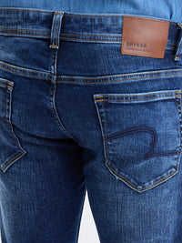 Men Jeans Slim Fit Dark Blue Low Rise