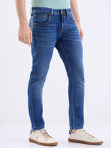 Men Jeans Slim Fit Dark Blue Low Rise