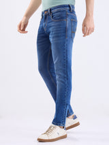 Men Jeans Slim Fit Dark Blue Low Rise