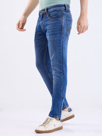 Men Jeans Slim Fit Dark Blue Low Rise