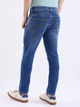 Men Jeans Slim Fit Dark Blue Low Rise