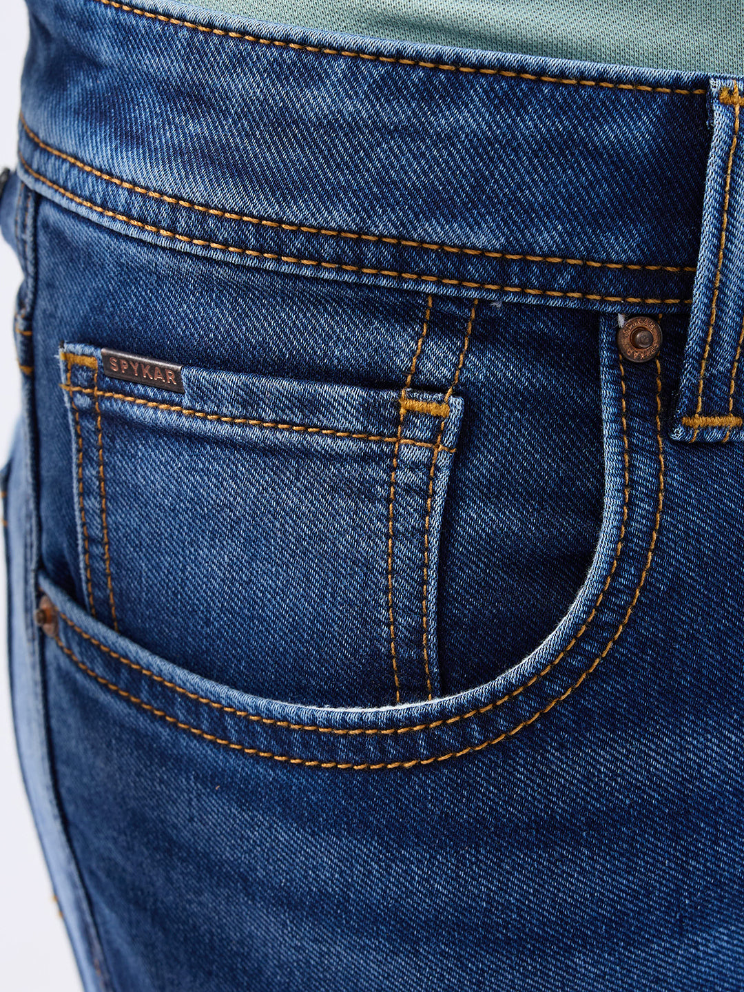 Men Jeans Slim Fit Dark Blue Low Rise