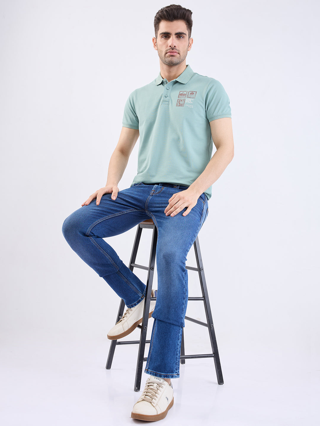 Men Jeans Slim Fit Dark Blue Low Rise