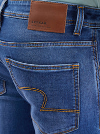 Men Jeans Slim Fit Dark Blue Low Rise