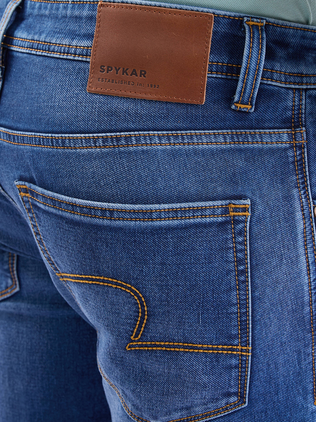 Men Jeans Slim Fit Dark Blue Low Rise