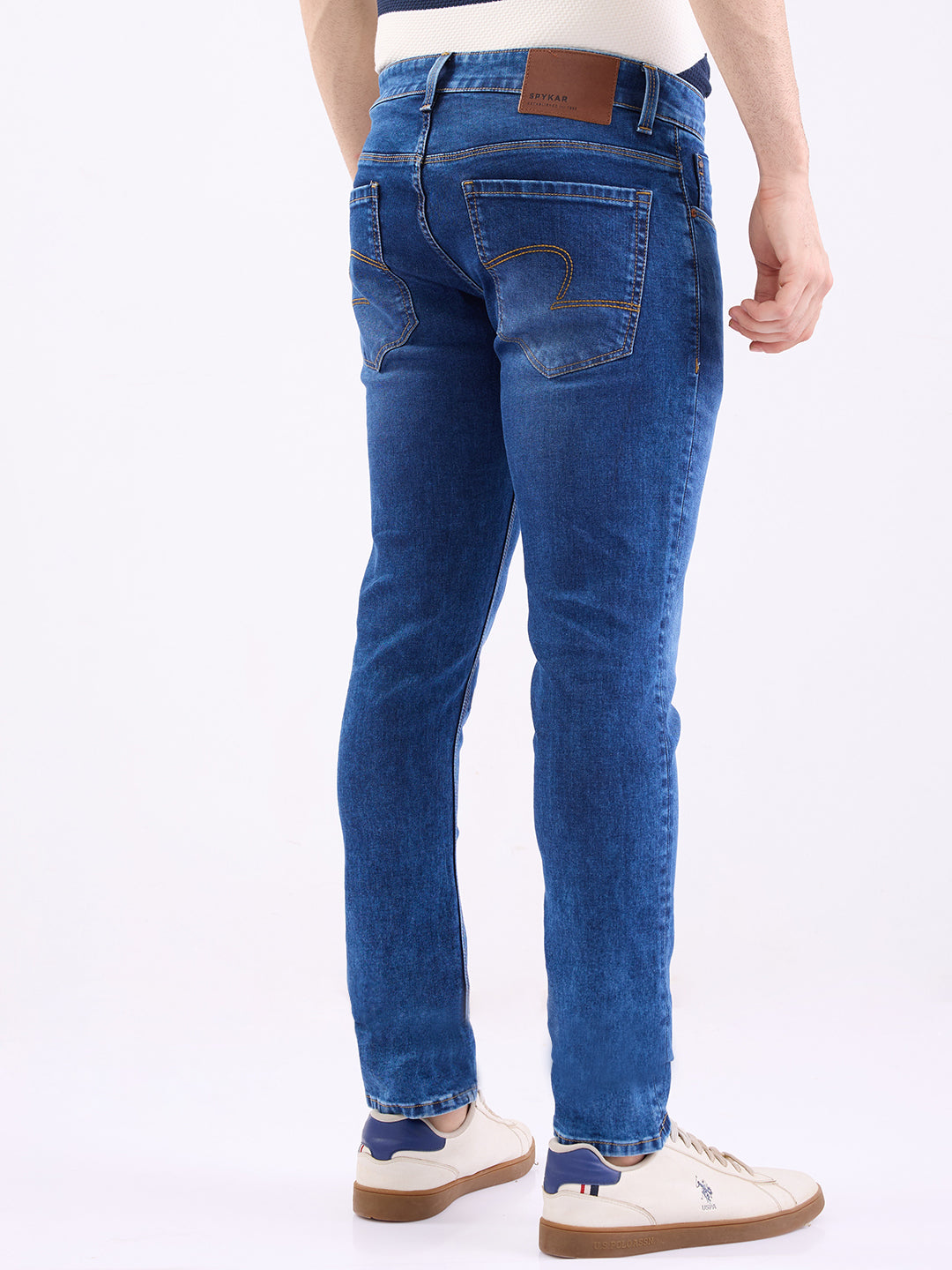 Spykar Dark Blue Low Rise Slim Fit Casual Jeans For Men