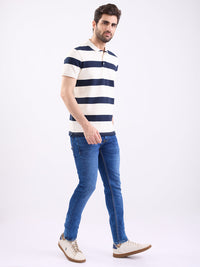 Men Jeans Slim Fit Dark Blue Low Rise