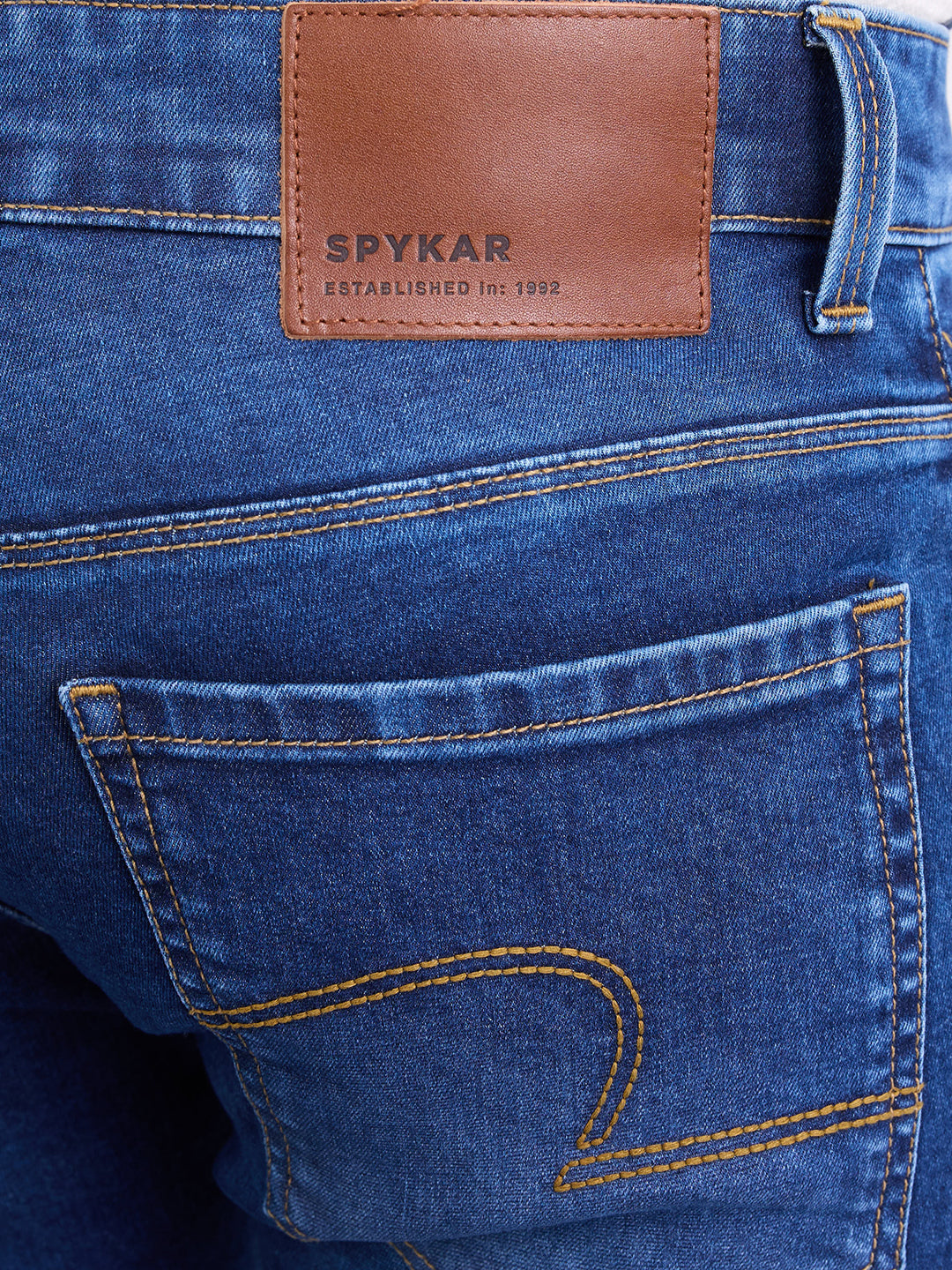 Spykar Dark Blue Low Rise Slim Fit Casual Jeans For Men