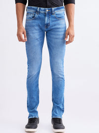 Men Jeans Slim Fit Light Blue Low Rise