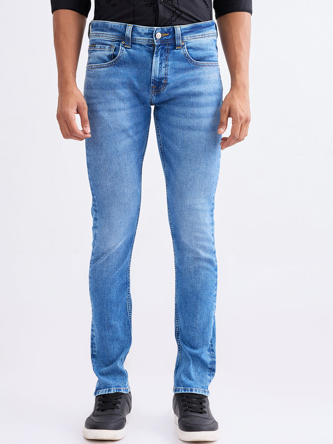 Men Jeans Slim Fit Light Blue Low Rise