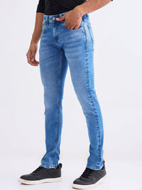Men Jeans Slim Fit Light Blue Low Rise