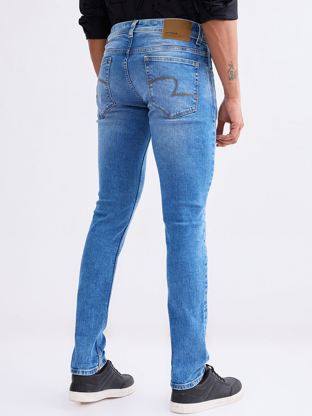 Men Jeans Slim Fit Light Blue Low Rise