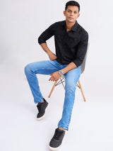 Men Jeans Slim Fit Light Blue Low Rise