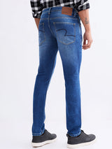Men Jeans Slim Fit Dark Blue Low Rise