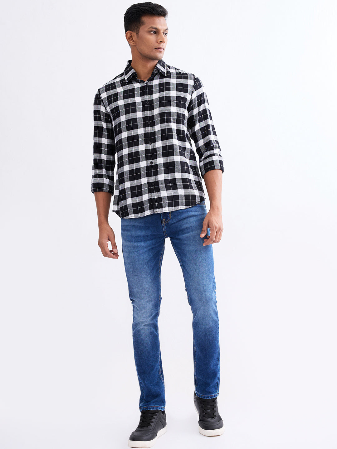 Men Jeans Slim Fit Dark Blue Low Rise