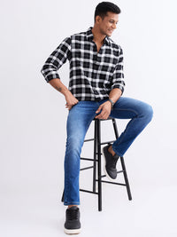 Men Jeans Slim Fit Dark Blue Low Rise
