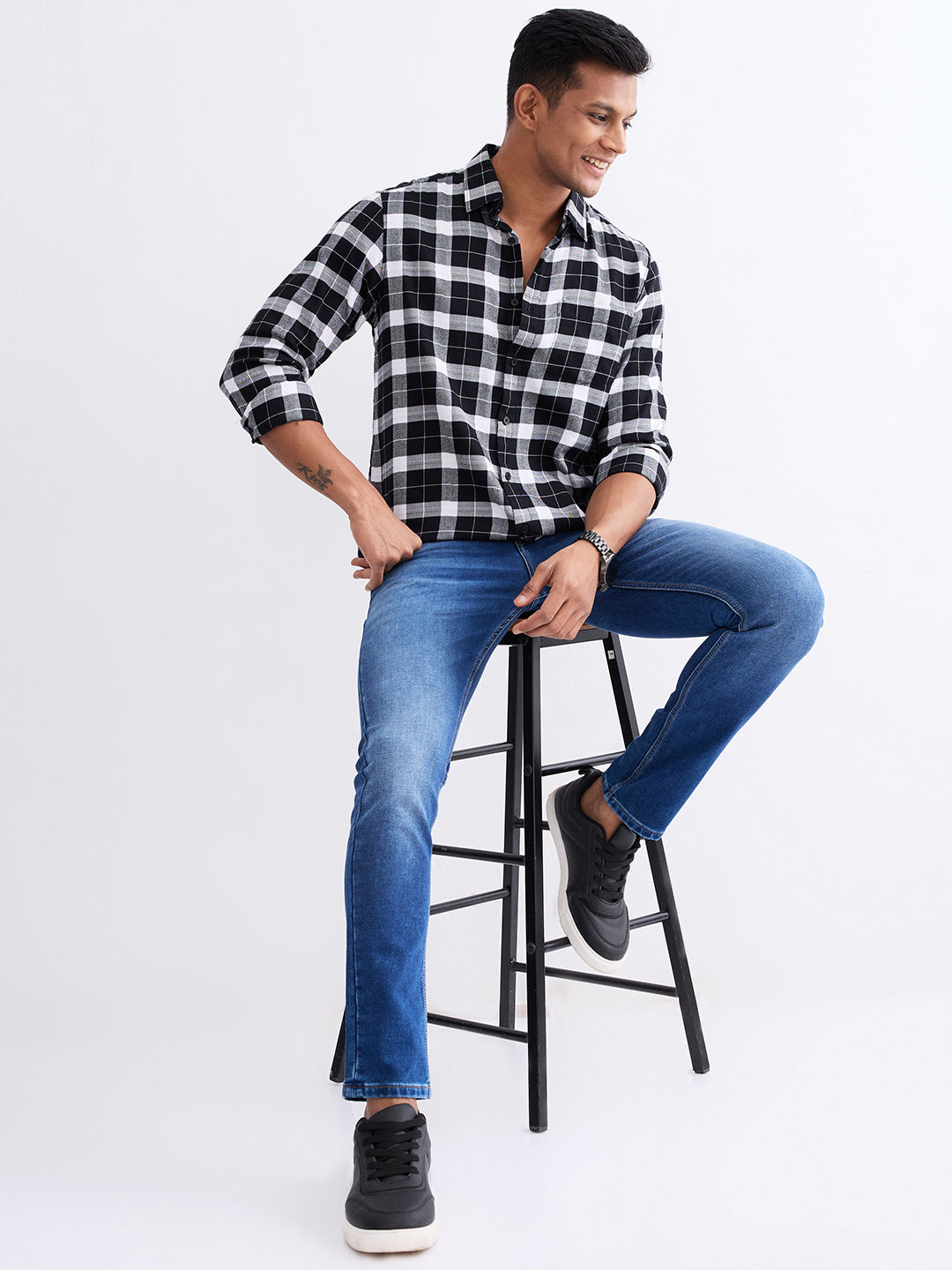 Men Jeans Slim Fit Dark Blue Low Rise