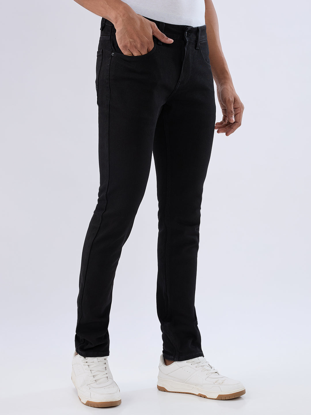 Spykar Black Slim Fit Low Rise Jeans For Men