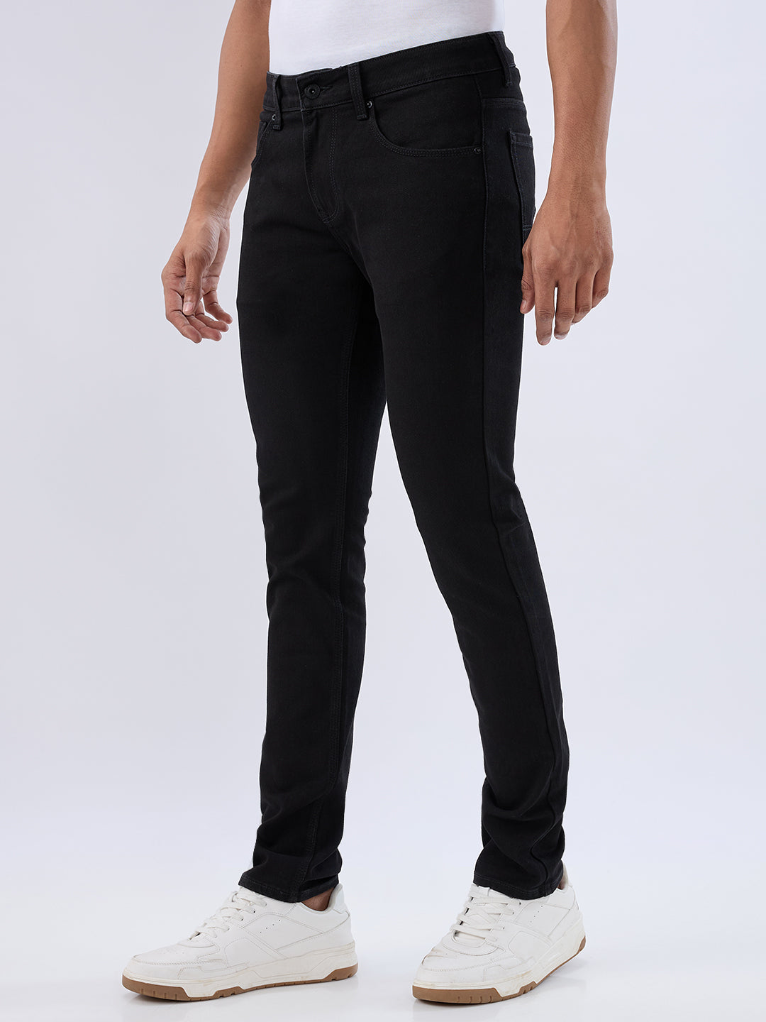 Spykar Black Slim Fit Low Rise Jeans For Men