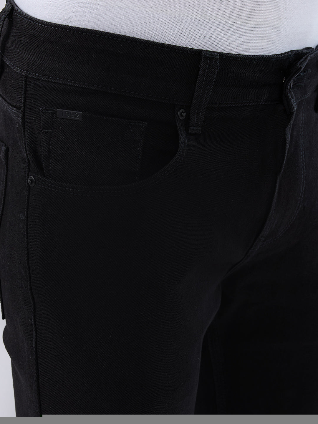 Men Kano Jeans Slim Fit Black Low Rise