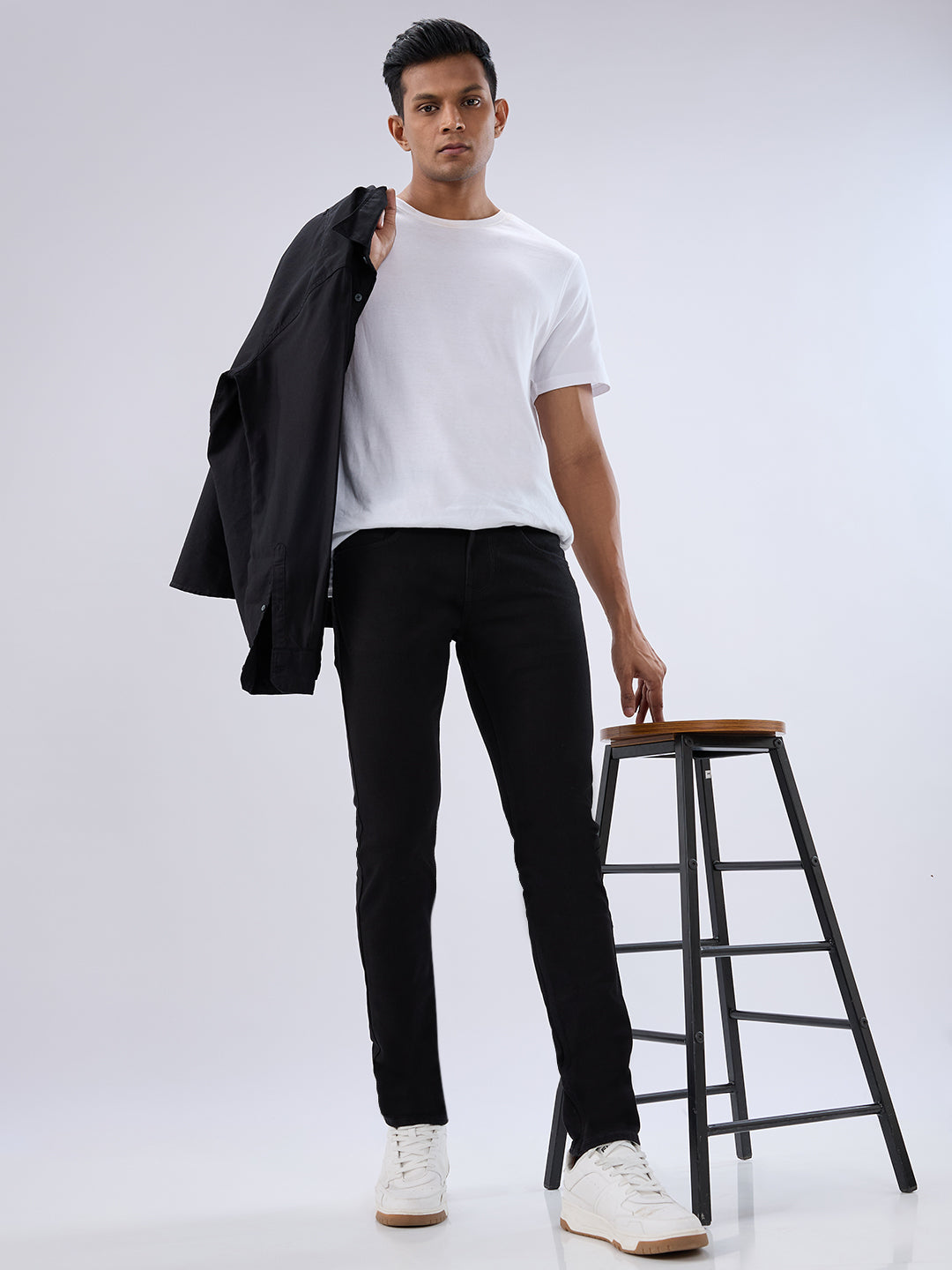 Men Kano Jeans Slim Fit Black Low Rise
