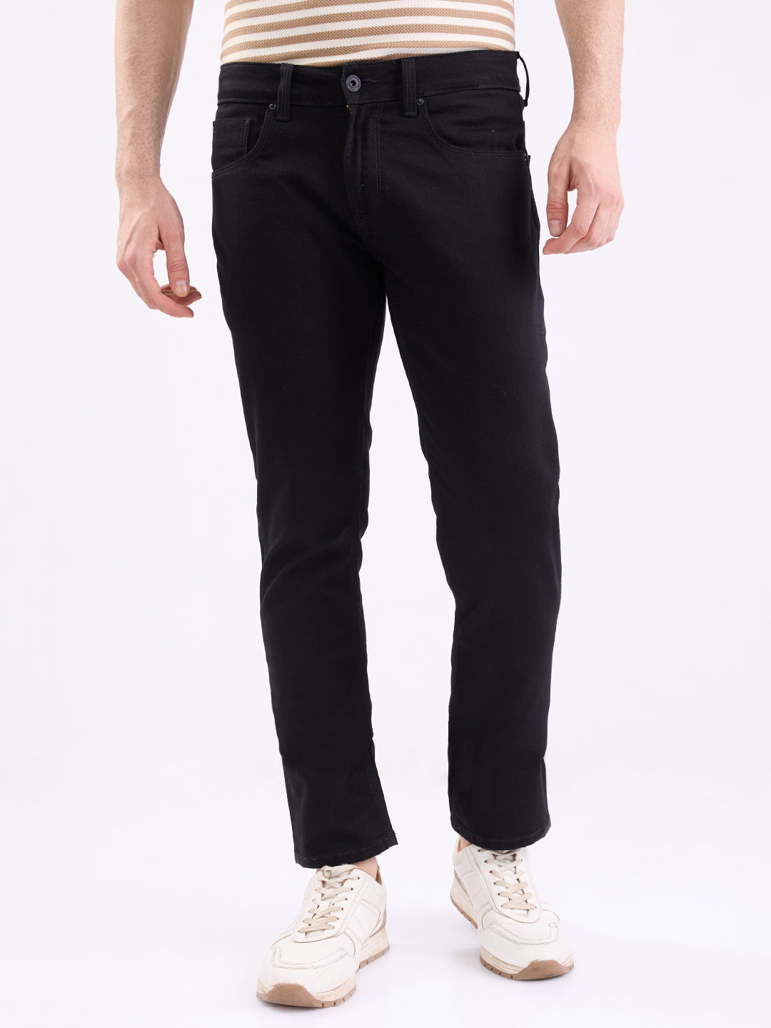 Men Jeans Slim Fit Black Low Rise