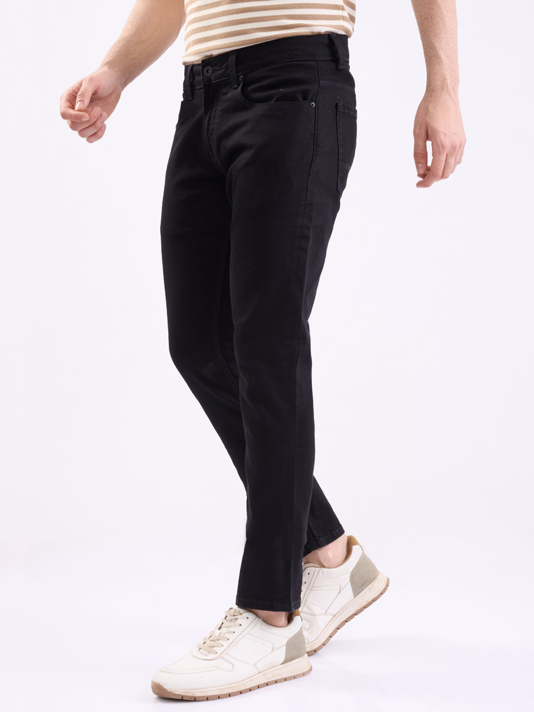 Men Jeans Slim Fit Black Low Rise