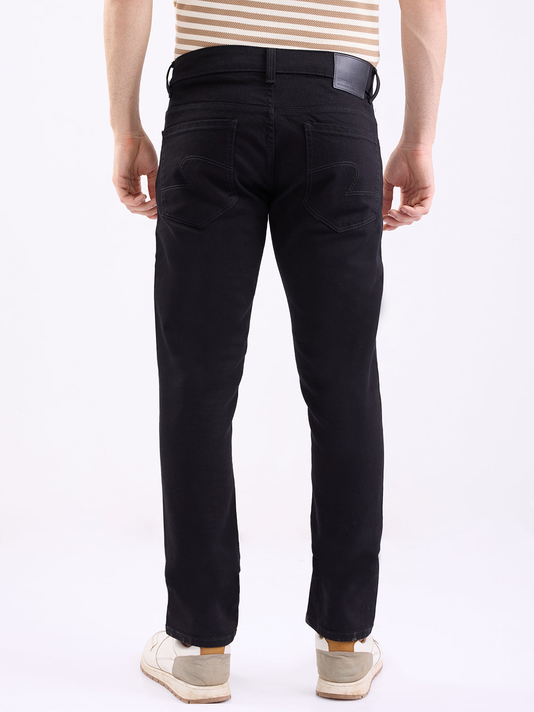 Men Jeans Slim Fit Black Low Rise
