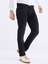 Men Jeans Slim Fit Black Low Rise