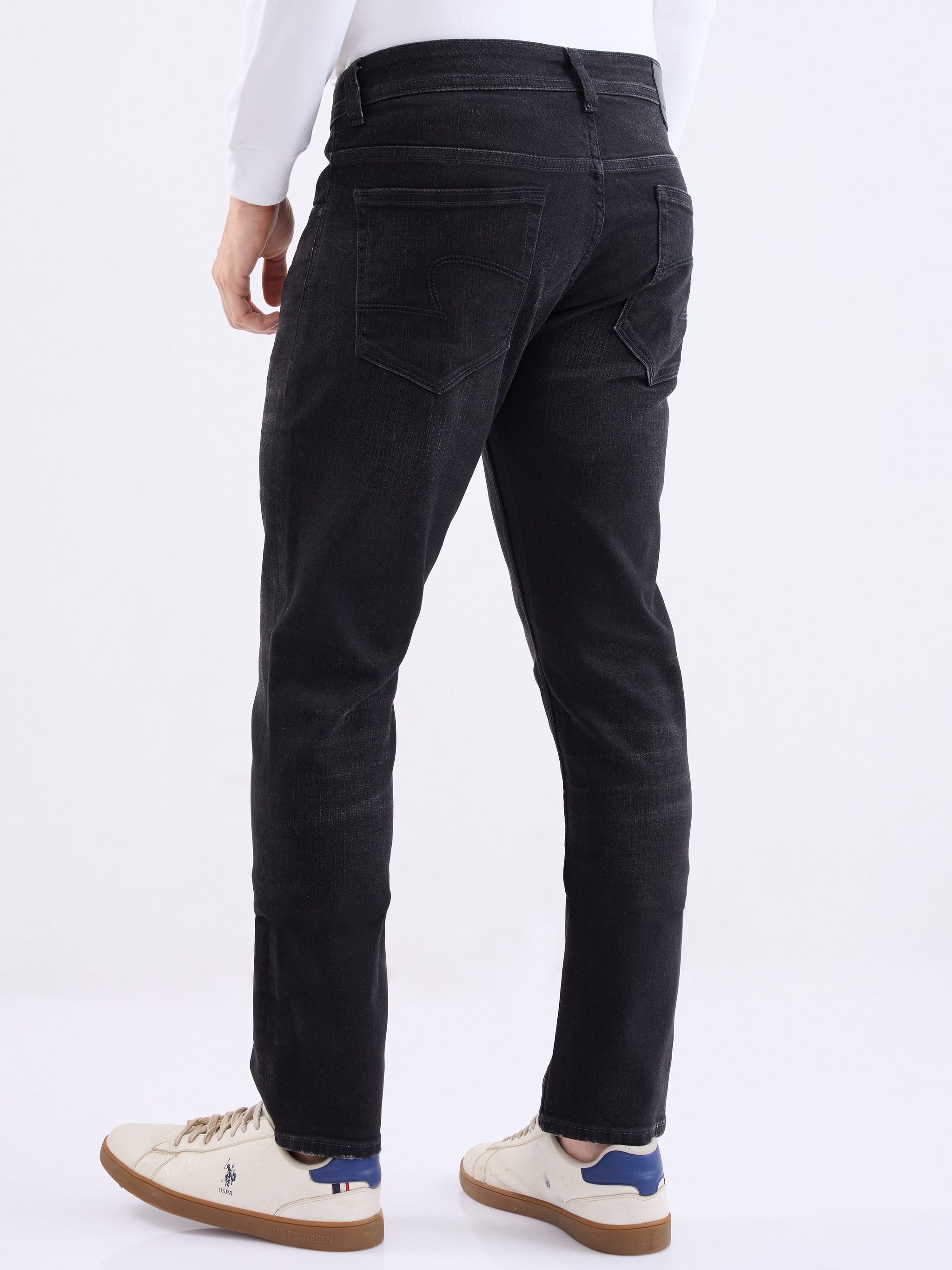 Men Jeans Slim Fit Black Low Rise