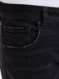 Men Jeans Slim Fit Black Low Rise