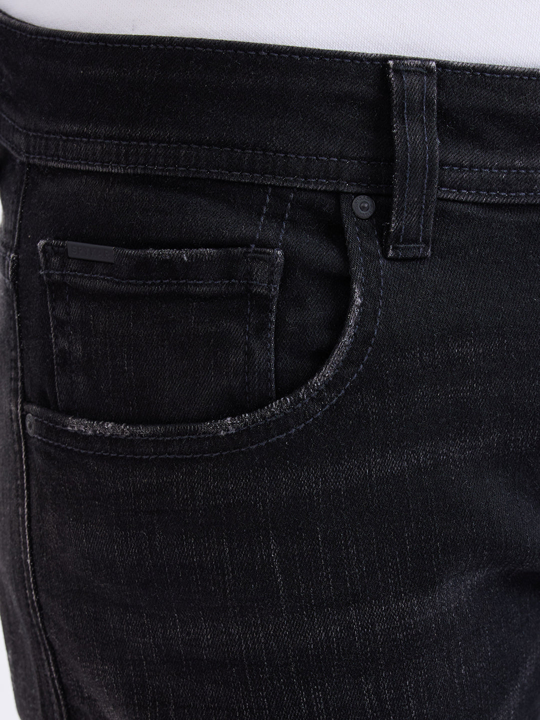 Men Jeans Slim Fit Black Low Rise