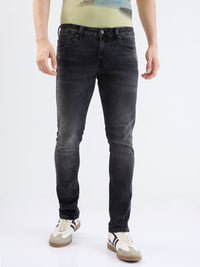 Men Jeans Slim Fit Black Low Rise