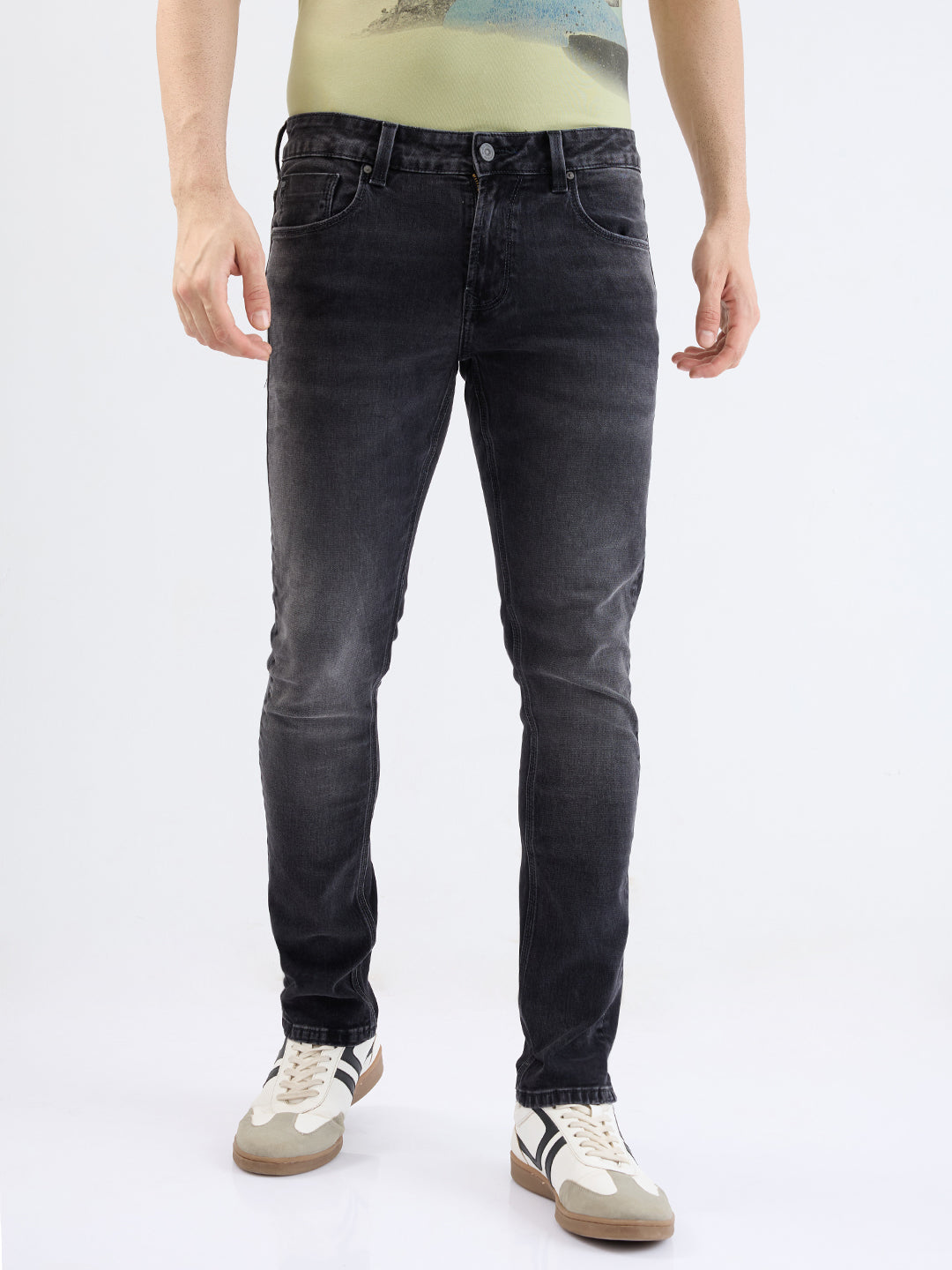 Men Jeans Slim Fit Black Low Rise