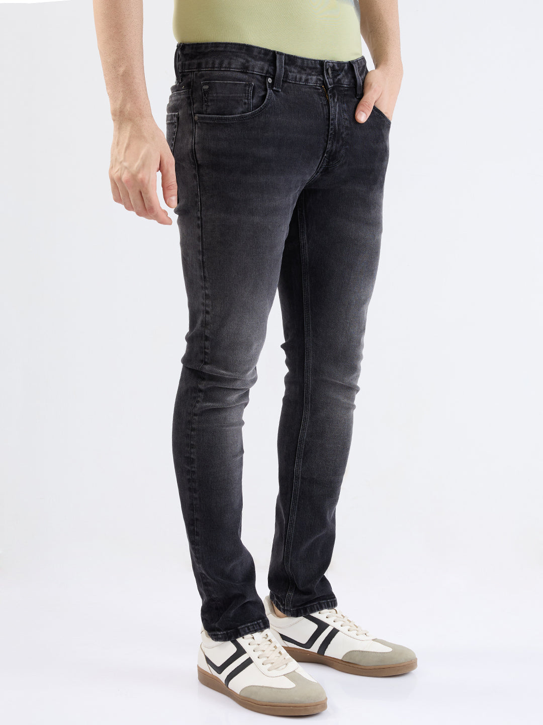 Men Jeans Slim Fit Black Low Rise