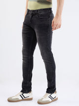 Men Jeans Slim Fit Black Low Rise