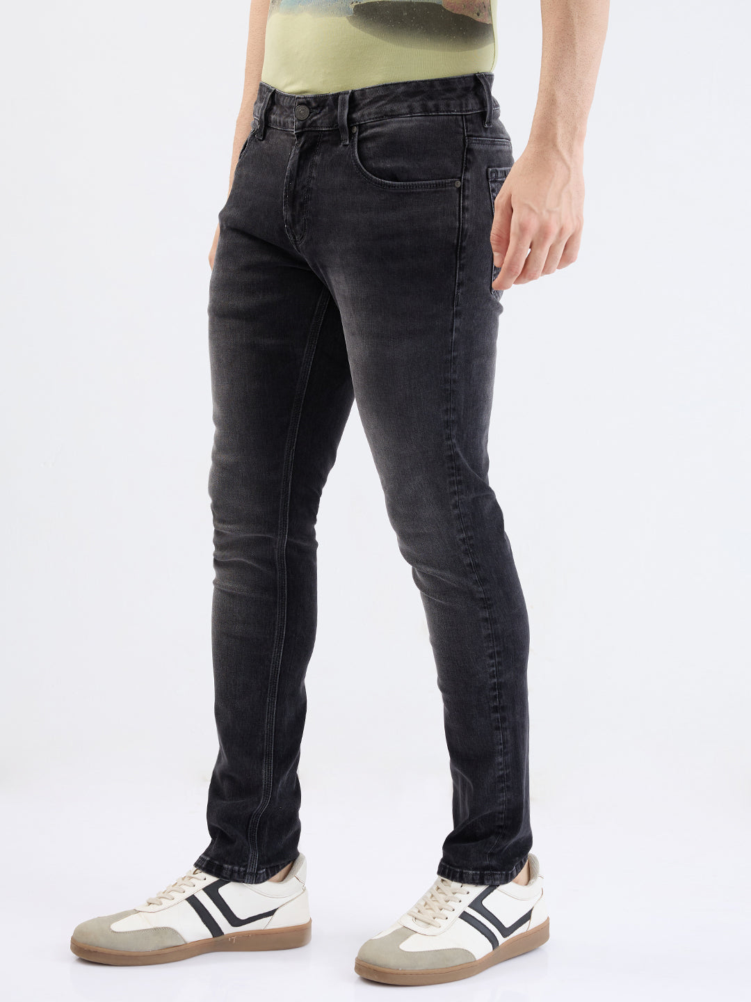 Men Jeans Slim Fit Black Low Rise