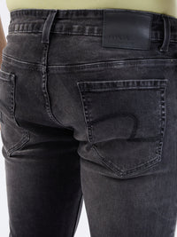 Men Jeans Slim Fit Black Low Rise