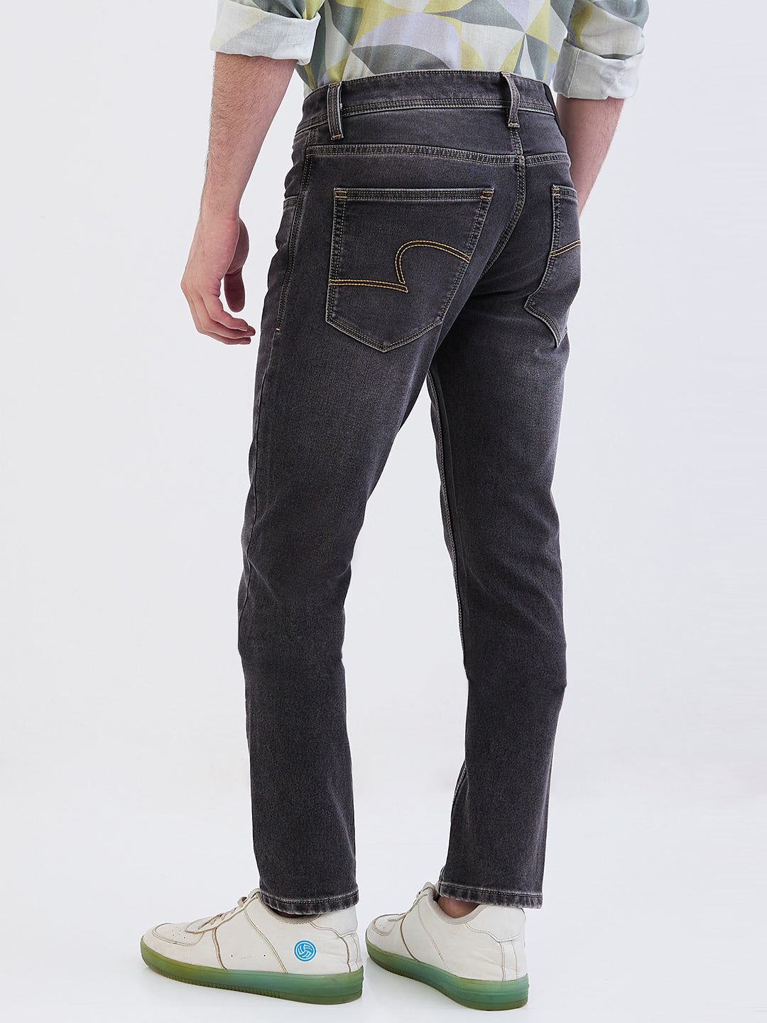 Spykar Charcoal Black Low Rise Slim Fit Casual Jeans For Men