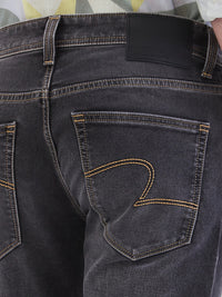 Men Jeans Slim Fit Black Low Rise