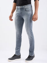 Men Jeans Slim Fit Grey Low Rise