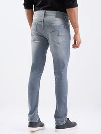Men Jeans Slim Fit Grey Low Rise