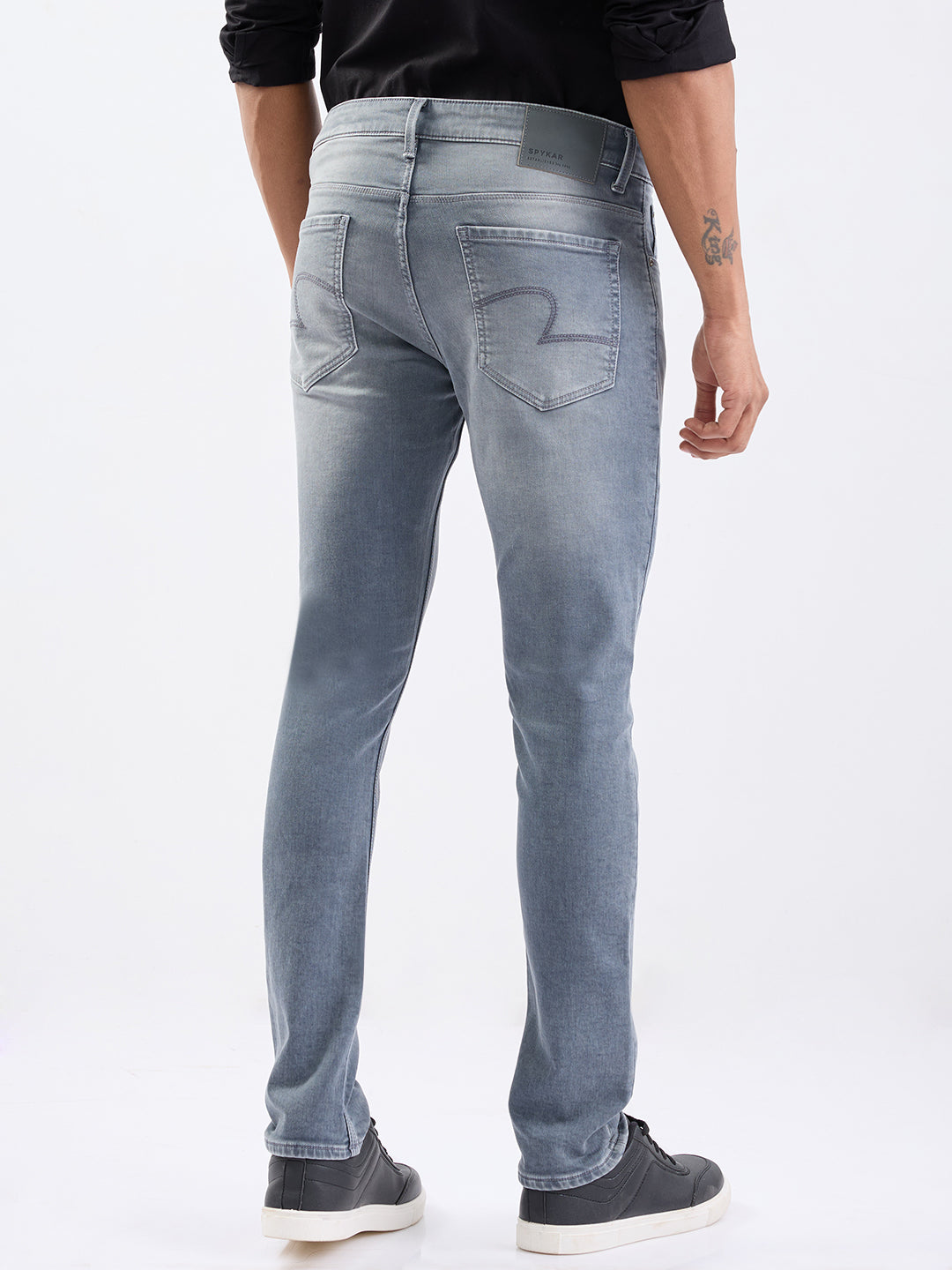 Men Jeans Slim Fit Grey Low Rise