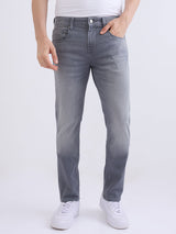 Men Jeans Slim Fit Grey Low Rise