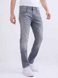 Men Jeans Slim Fit Grey Low Rise