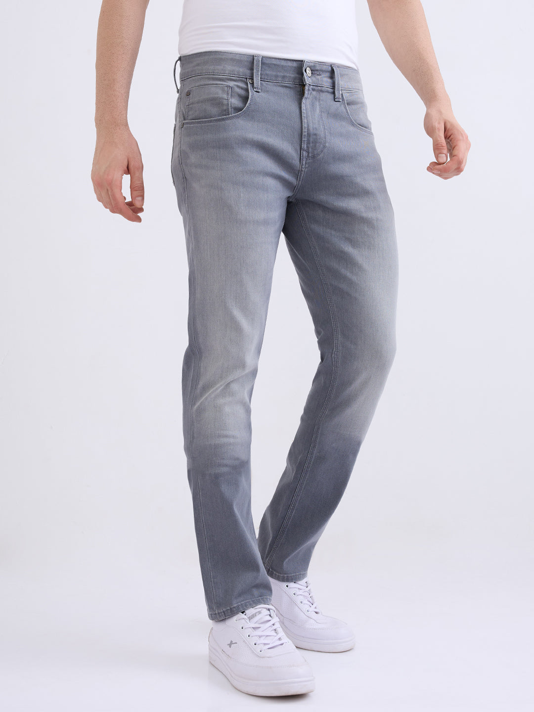 Men Jeans Slim Fit Grey Low Rise